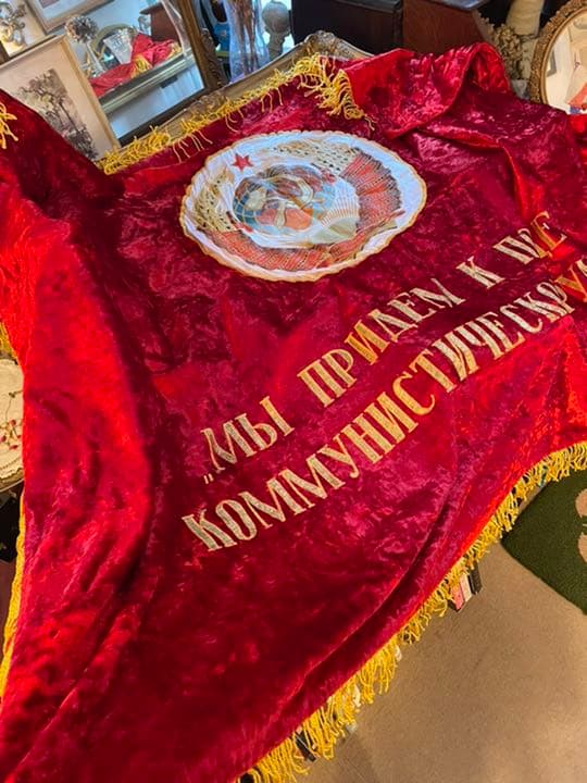 レア！豪華特大ヴィンテージ実物70s 旧ソ連時代レーニン旗フラッグ共産主義ロシア