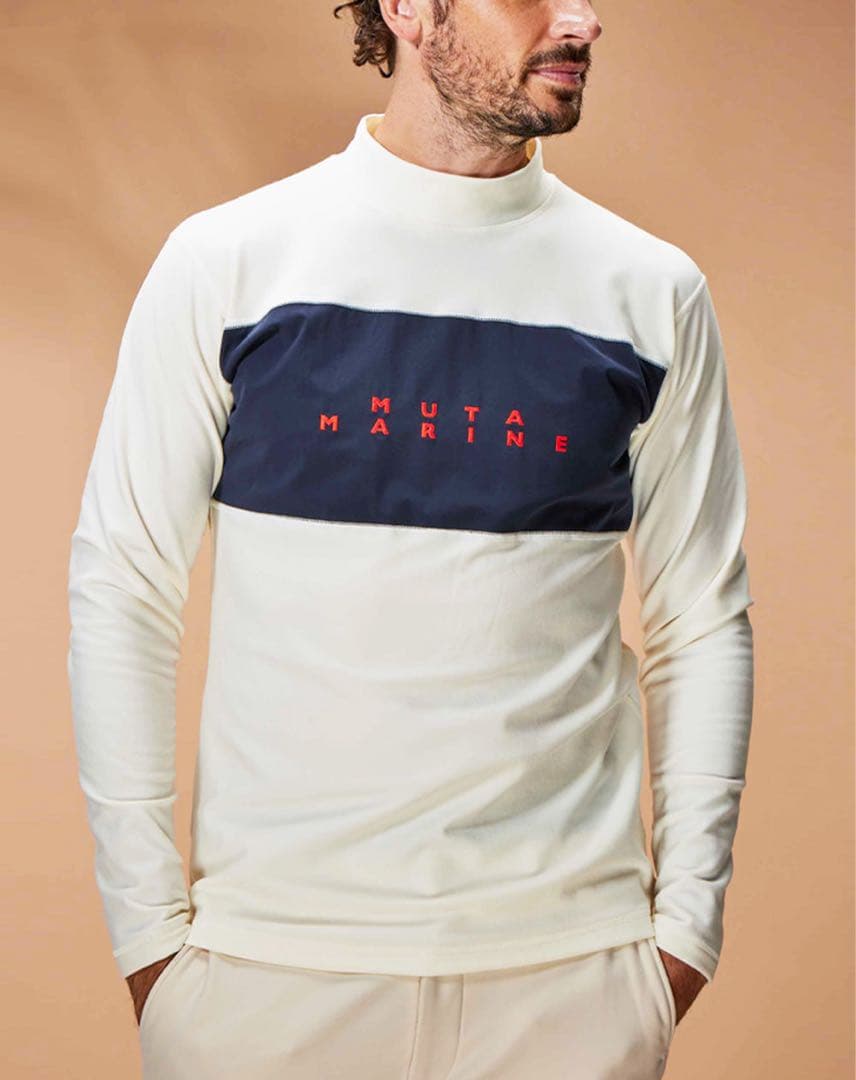 美品 mutaMARINE ムータマリン 裏起毛 モックネック 長袖シャツ 6