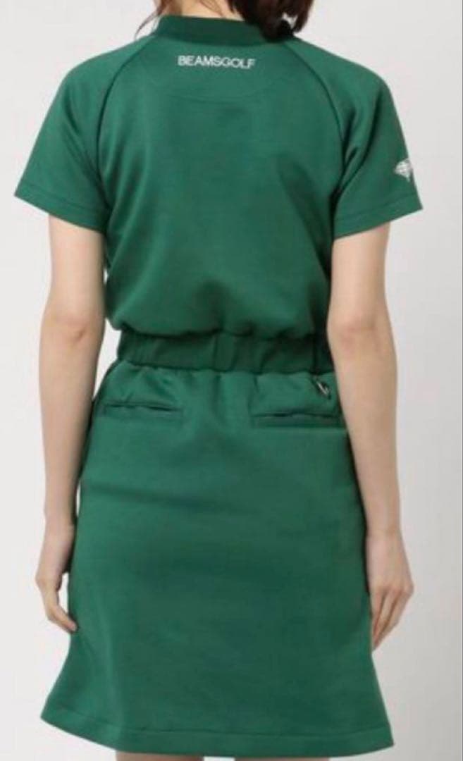 BEAMS GOLF グリーン モックネックワンピース 半袖