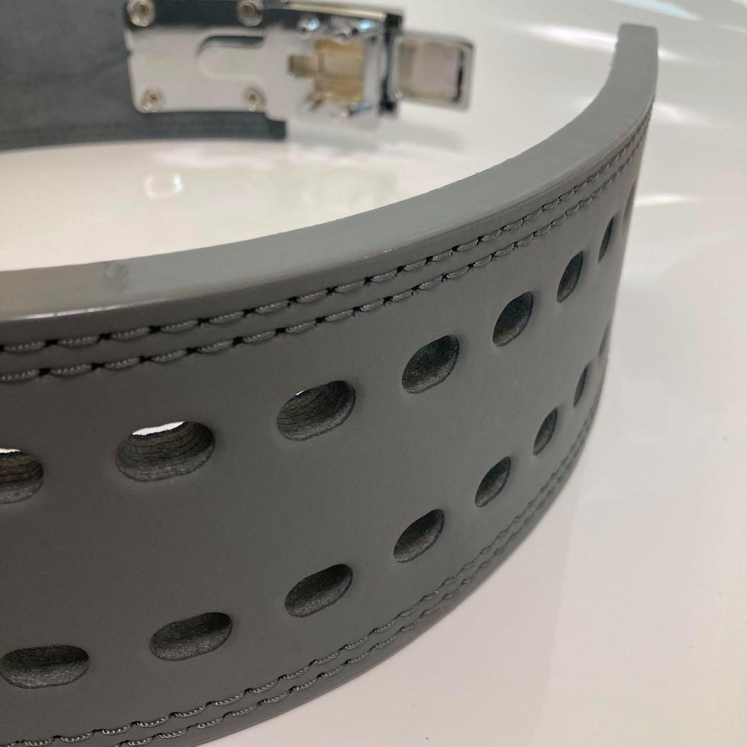 パワーベルト ウェイトリフティング 本革 グレー×艶シルバー レバーアクション