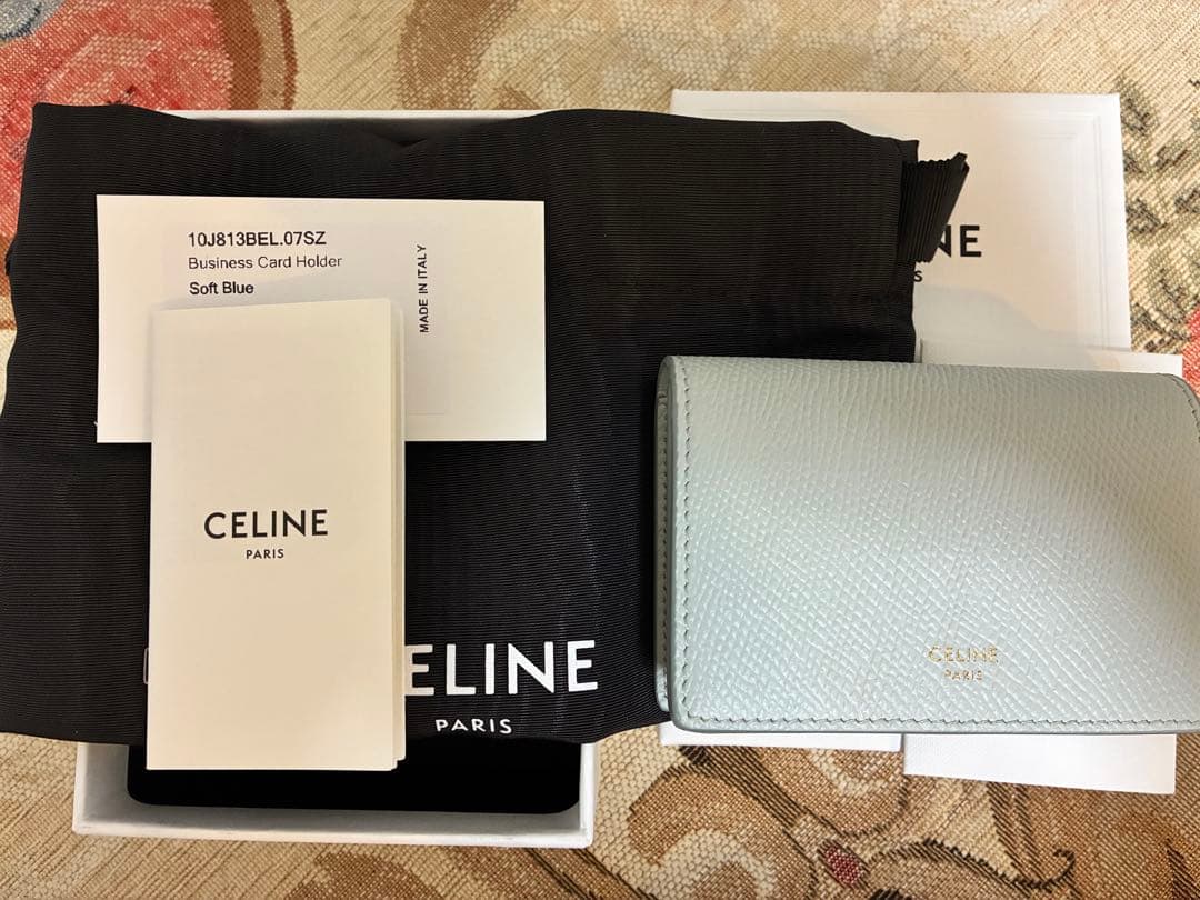 CELINE ソフトブルー レザー カードホルダー