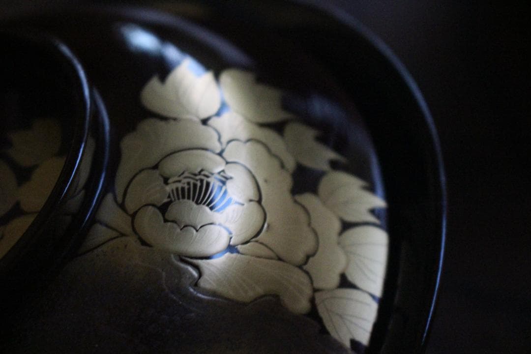時代逸品！風情ある栗色漆に極上牡丹蝶蒔絵の映える大椀2点（検輪島塗蒔絵椀雑煮椀