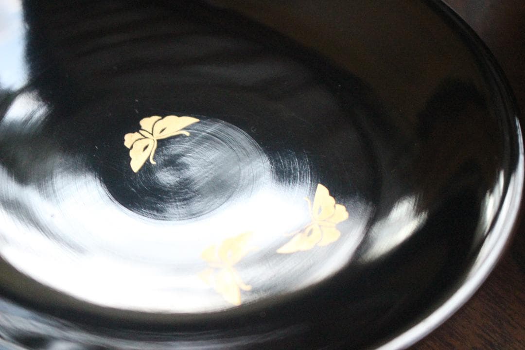 時代逸品！風情ある栗色漆に極上牡丹蝶蒔絵の映える大椀2点（検輪島塗蒔絵椀雑煮椀