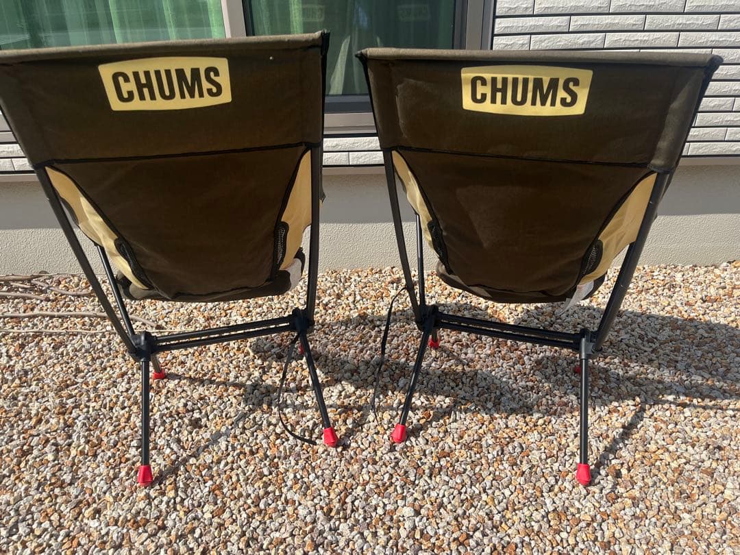 期間限定値引き！【廃盤】CHUMS キャンプチェア グリーン　2脚➕ベンチセット