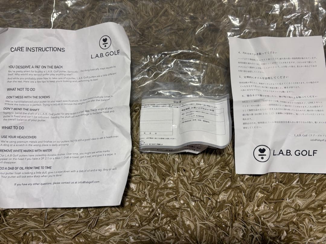 LAB.GOLF マレット型パター ブラックヘッドカバー付き