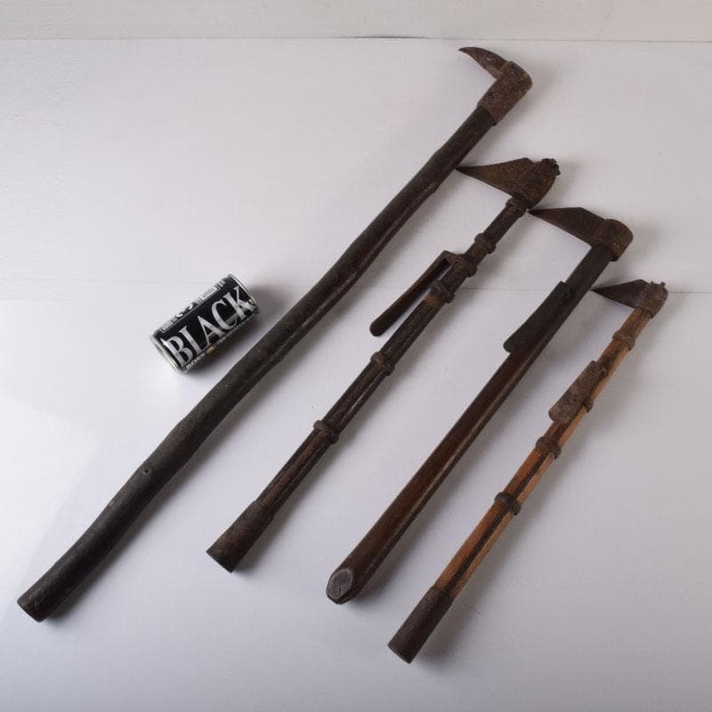 火消道具　古い鳶口　古鉄製　鳶口　火消鉤　4点まとめて　V　R8466H