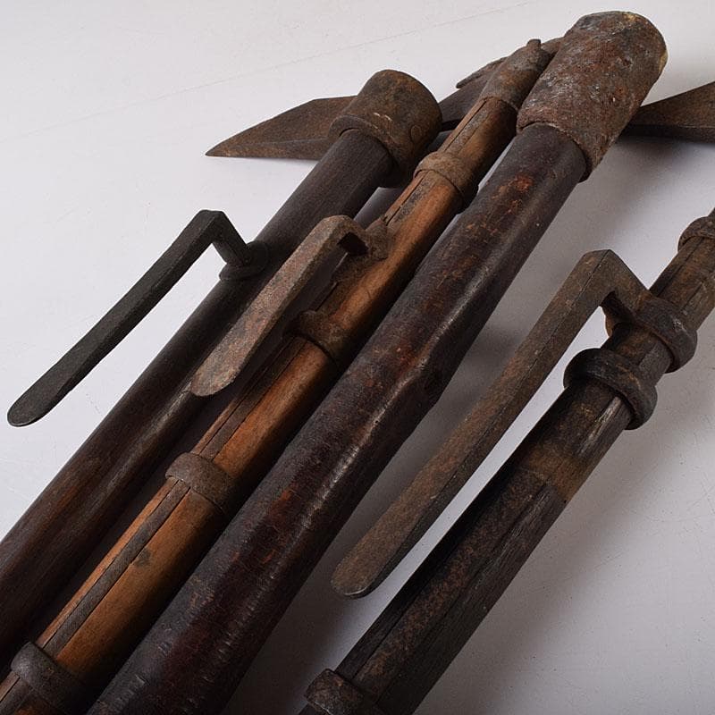 火消道具　古い鳶口　古鉄製　鳶口　火消鉤　4点まとめて　V　R8466H