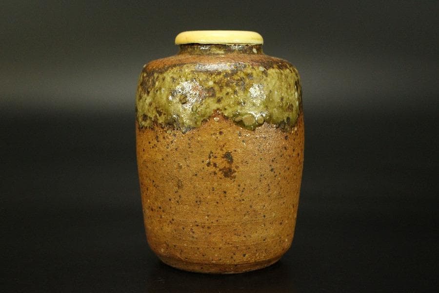 茶道具 古信楽 茶入 大津ふくさ 付 時代箱(RC937)