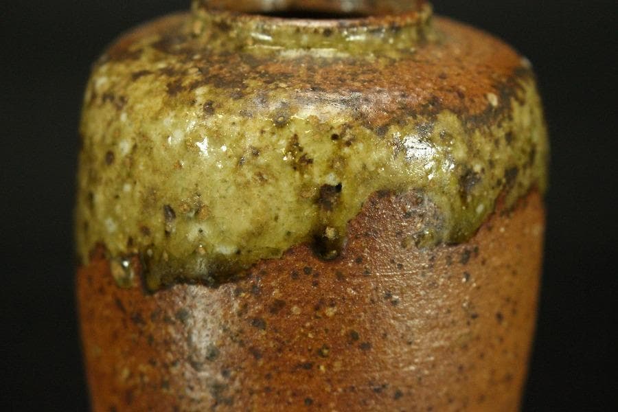 茶道具 古信楽 茶入 大津ふくさ 付 時代箱(RC937)