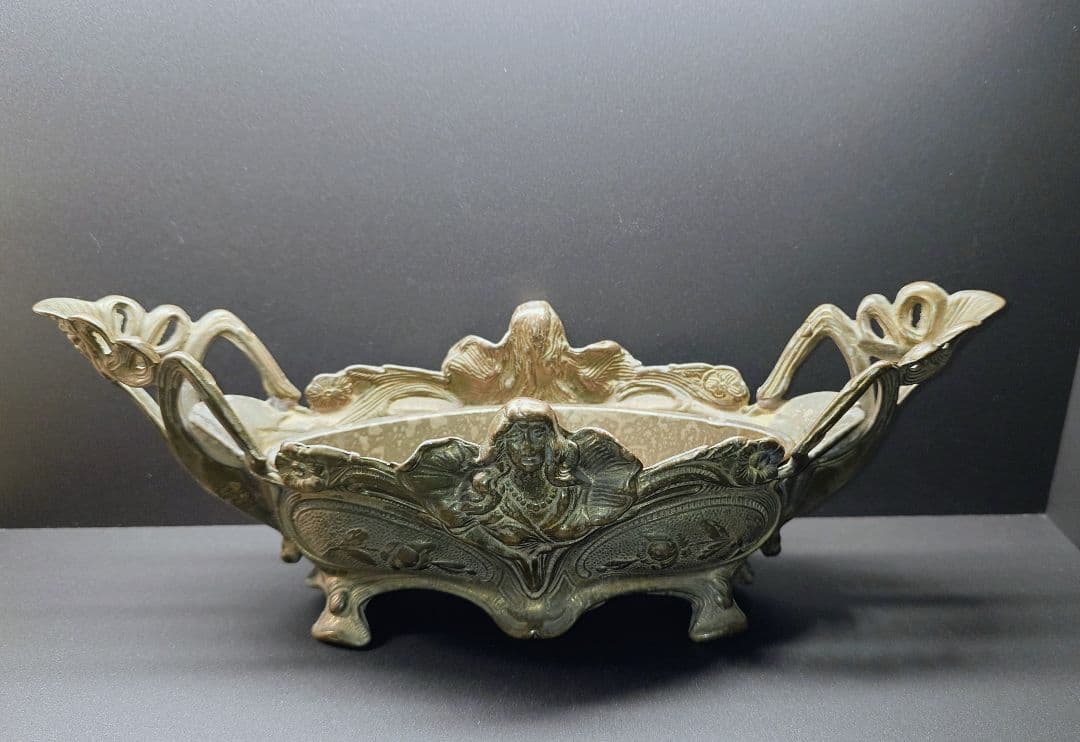 真鍮製 アンティーク ジャルディニエール　アールヌーボーデザイン