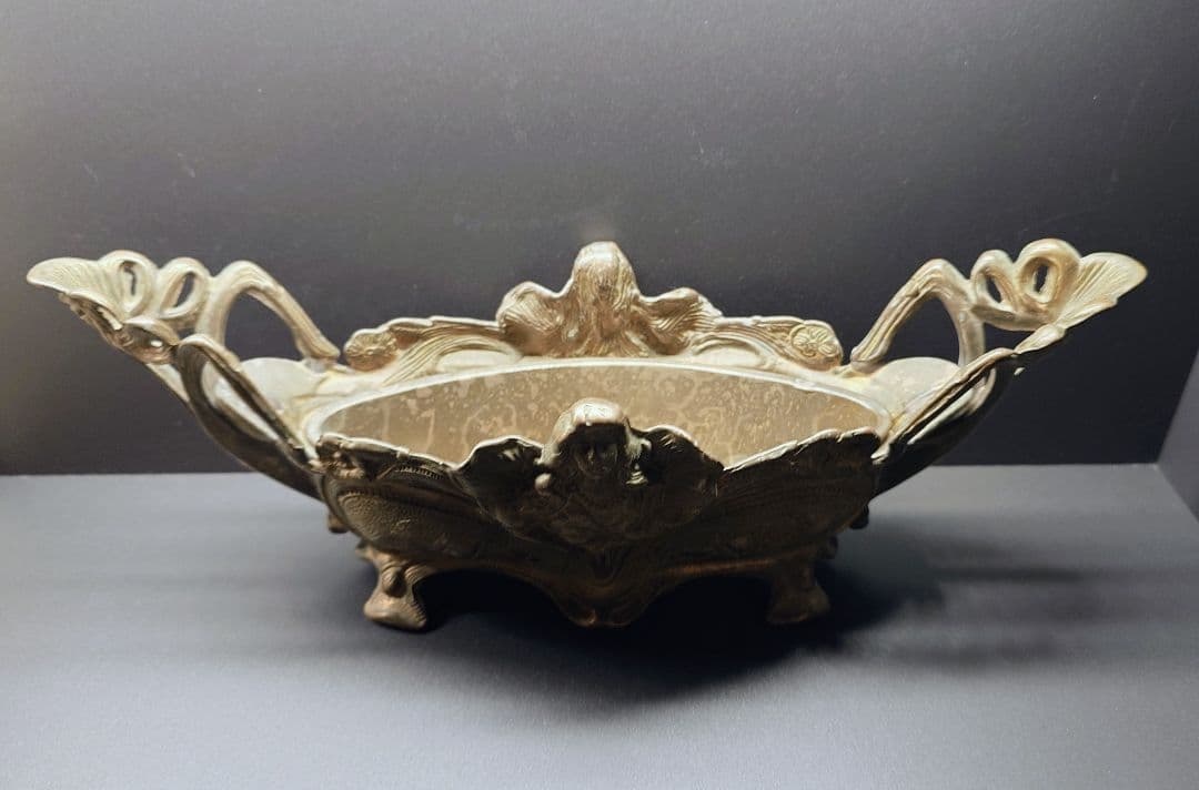 真鍮製 アンティーク ジャルディニエール　アールヌーボーデザイン