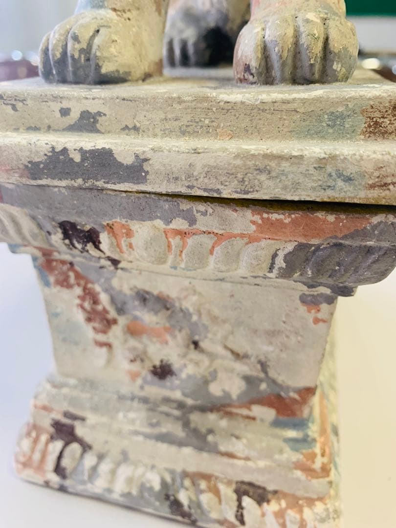 希少！中国唐時代中期黄釉獅子（時代保証）