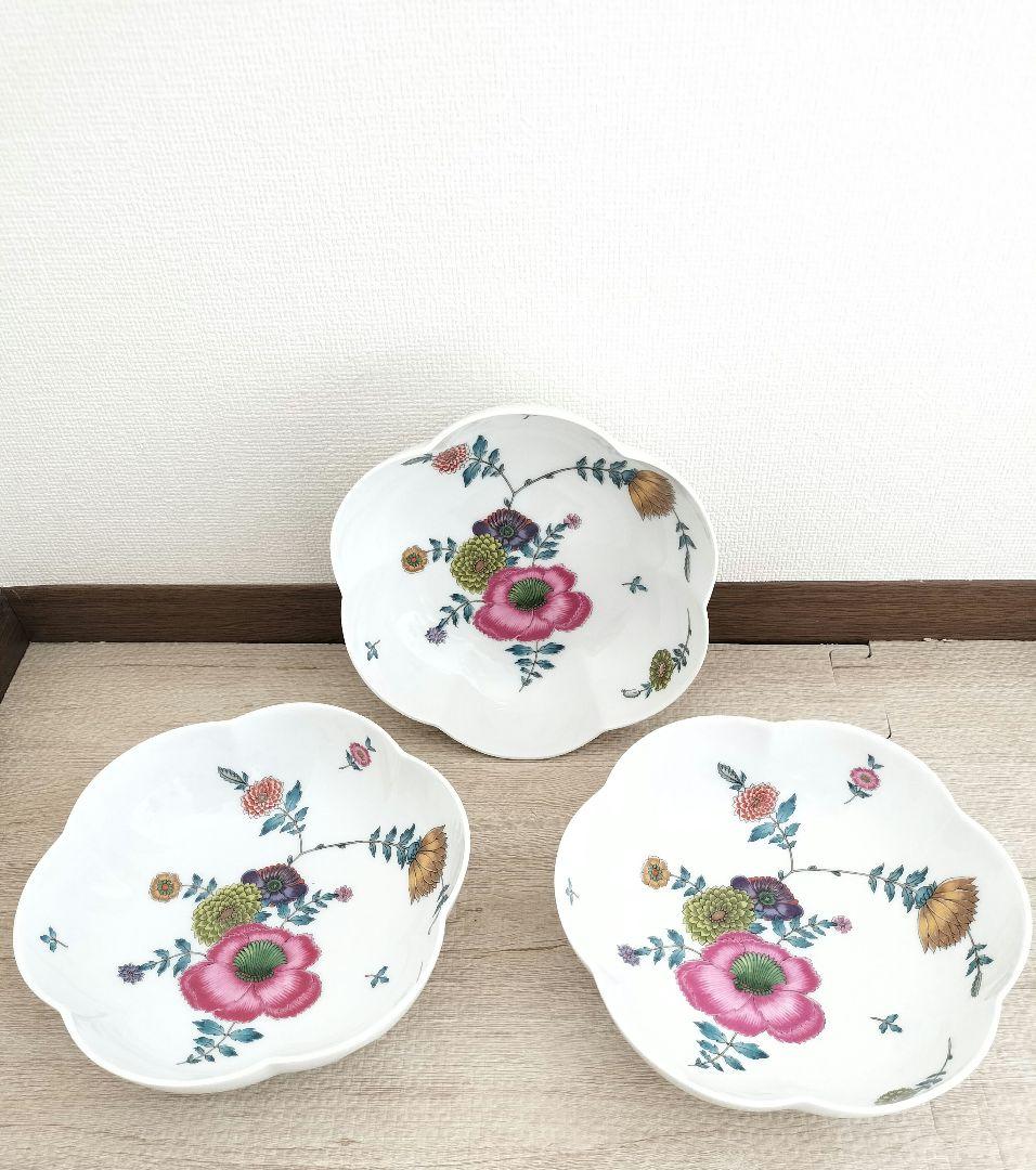 お値下げしました、3枚組　ヴィンテージ 　リモージュ　セラレンアネモネ　ボウル