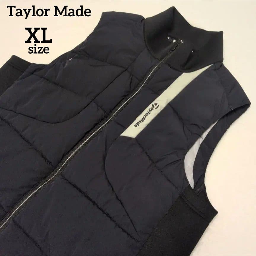 テーラーメイド 中綿ベスト XL 秋冬 防寒 ブラック×ネイビー Oサイズ