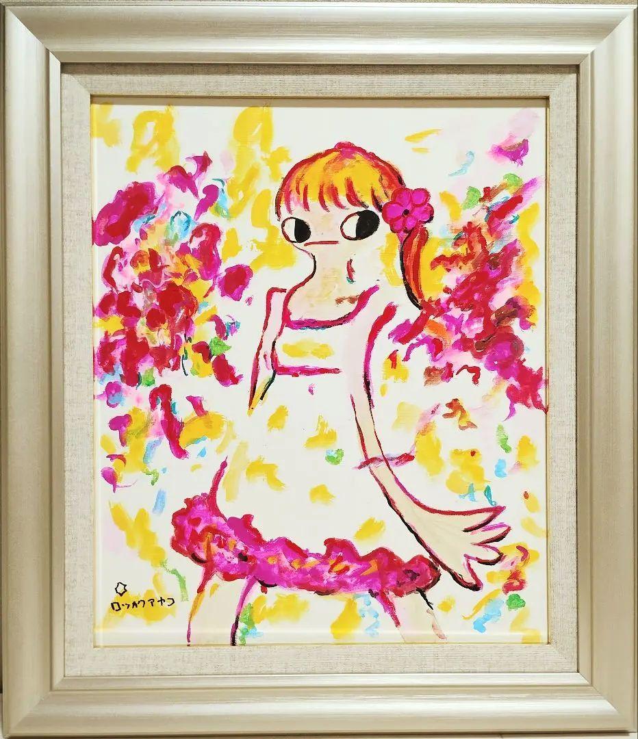 ［F8号］ロッカクアヤコ　肉筆保証/手描き作品/表裏サイン有/油彩/アクリル