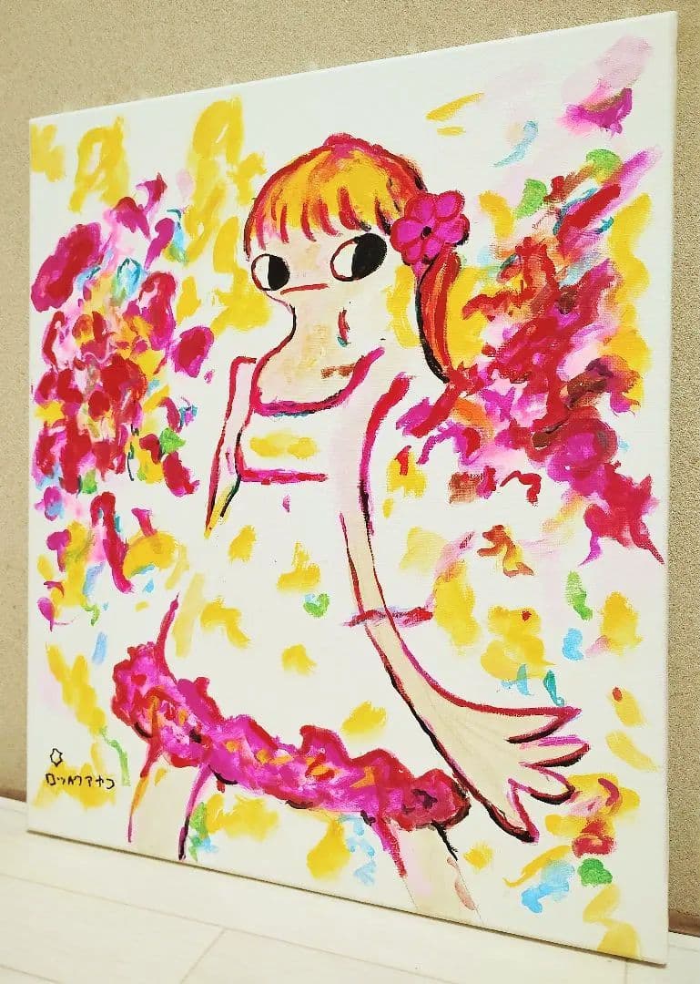 ［F8号］ロッカクアヤコ　肉筆保証/手描き作品/表裏サイン有/油彩/アクリル