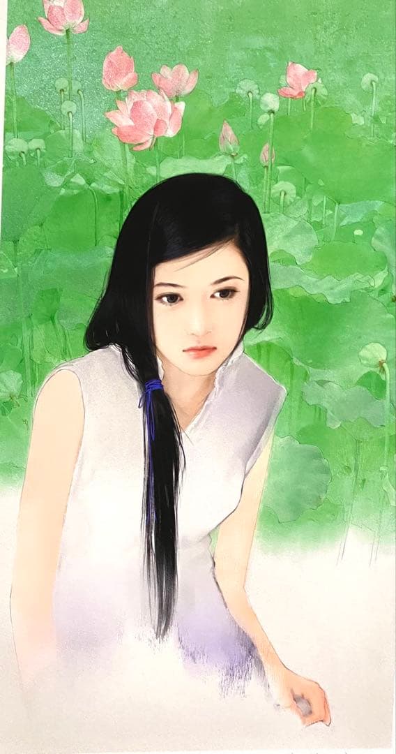 ジクレ+手彩　平凡・陳淑芬　直筆サイン　ピンファン　チェン・シュウフェン　版画