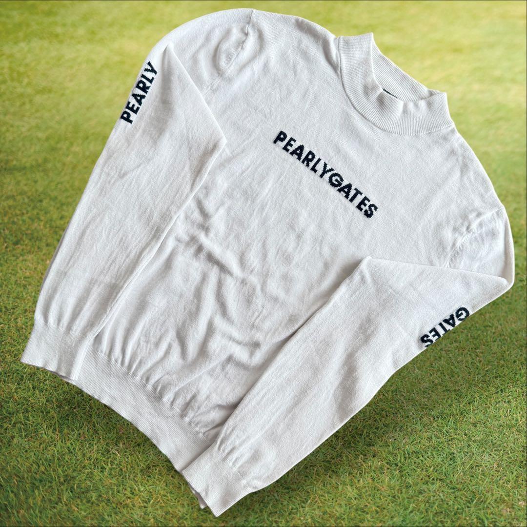 パーリーゲイツ　ニット　セーター　白　ホワイト　4 M〜L相当　モックネック