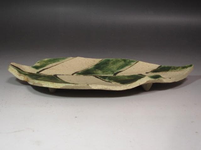 ★　北大路魯山人　織部木葉向付　五客★x569