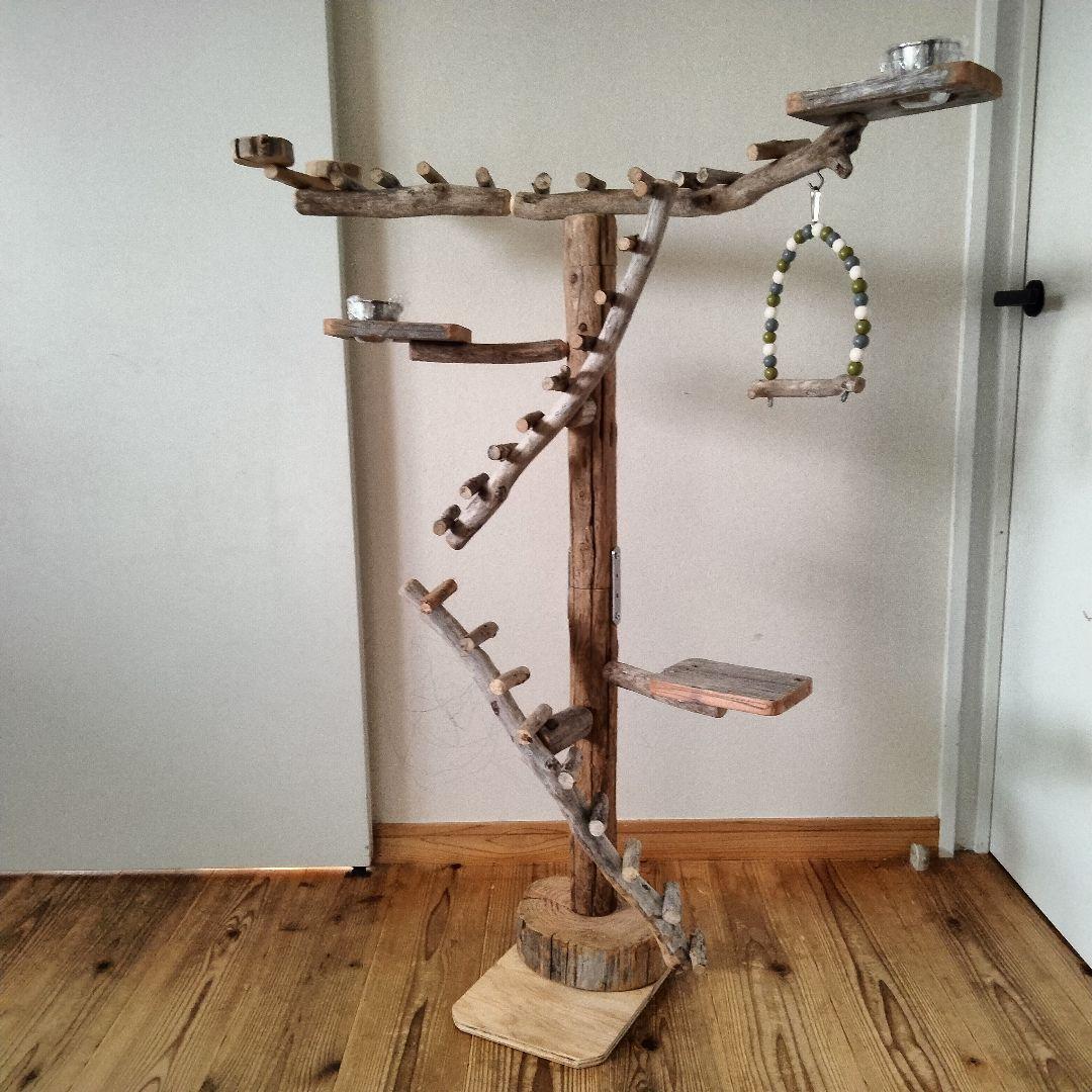 バードアスレチックジム大型 ㊵ 天然木 自然木 流木 止まり木 インコ おもちゃ