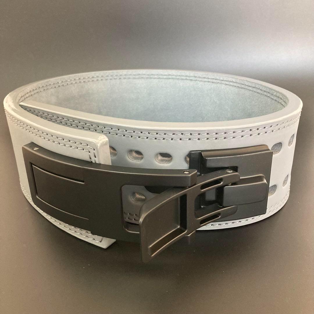 新品 パワーベルト レバーアクション XLサイズ 本革13ミリ 灰色×黒 可変式