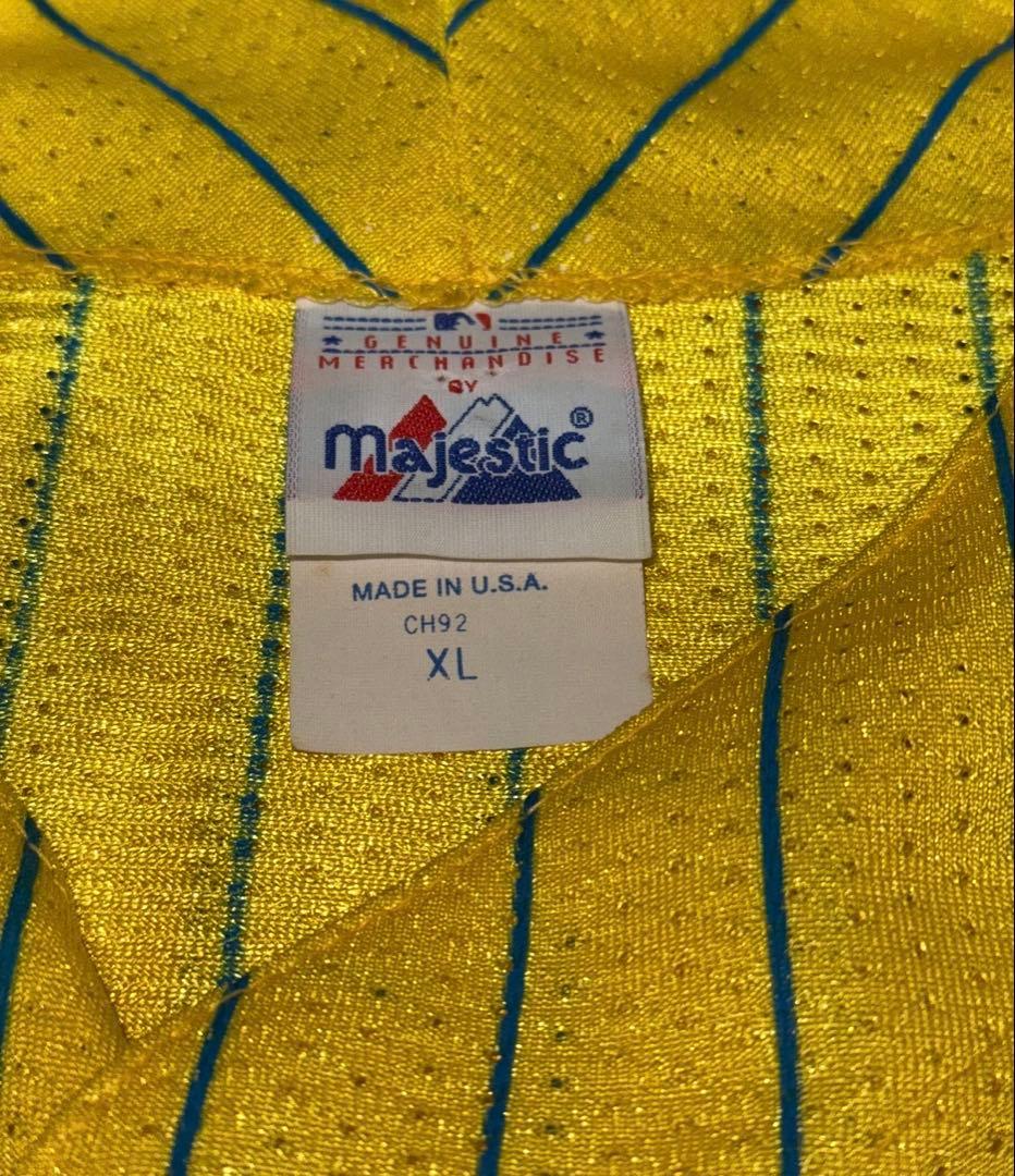 90's USA製 majestic Yankees XL イエローユニフォーム