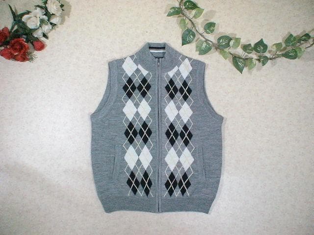 62683　ダンロップ　ジップアップニットベスト　グレー　LL