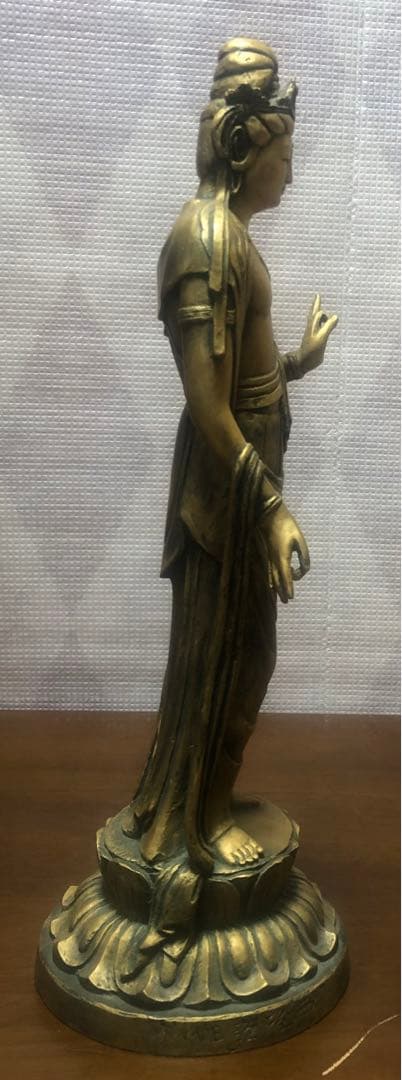 北村西望「聖観音菩薩像」仏教美術 銅製 銅器（中古品）