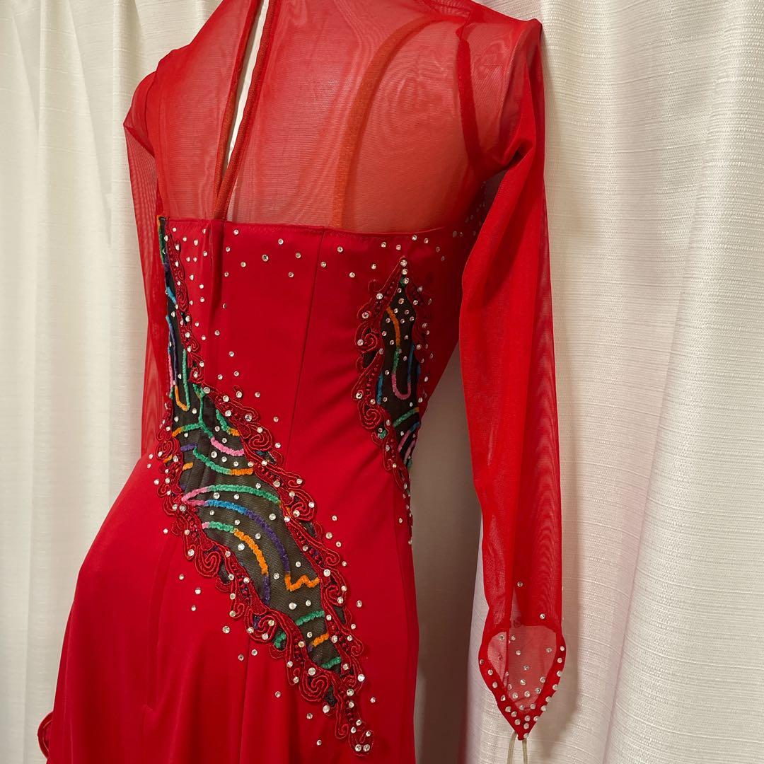 セキネ 7号 ラテンドレス 社交ダンスドレス 赤 デモ 競技ドレス