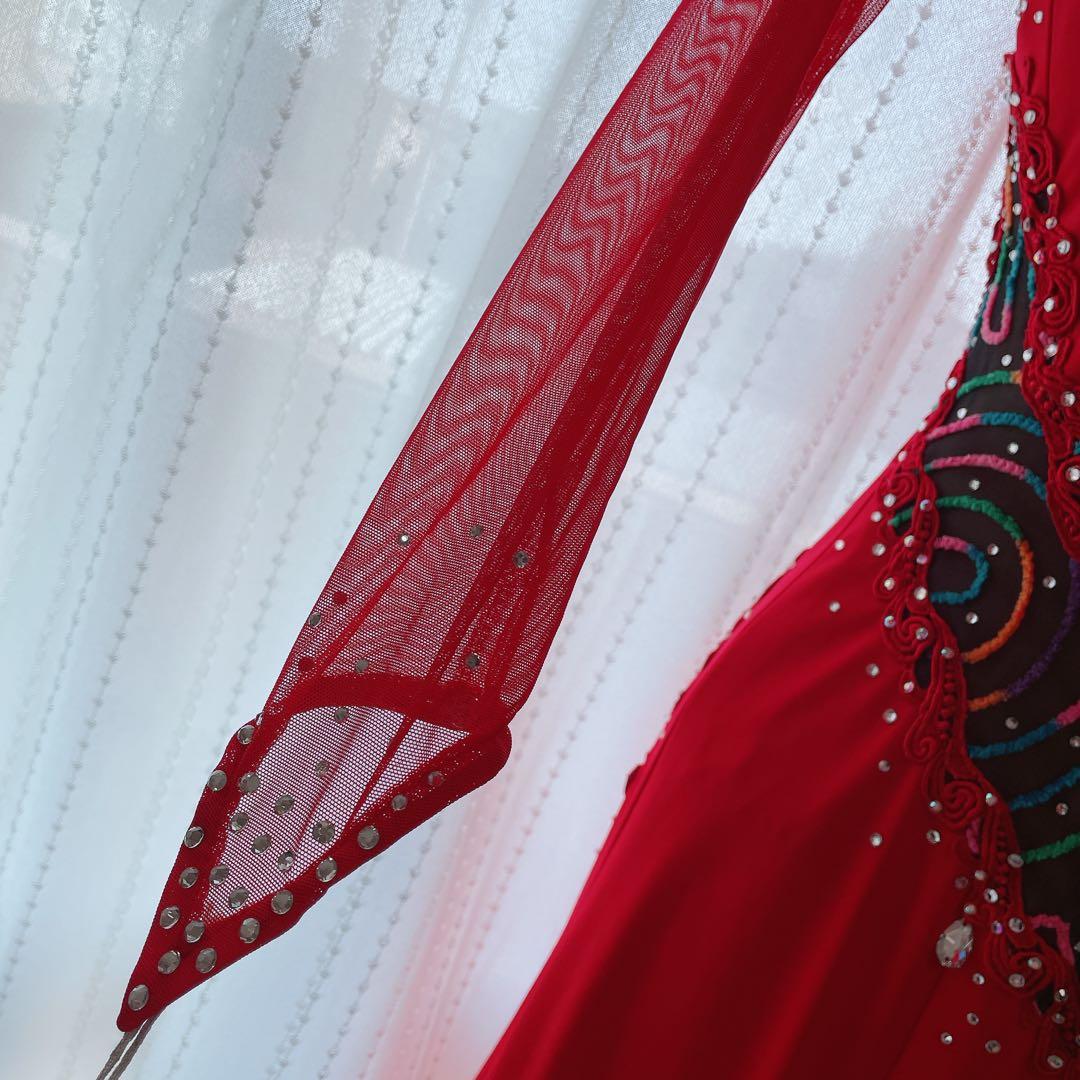 セキネ 7号 ラテンドレス 社交ダンスドレス 赤 デモ 競技ドレス