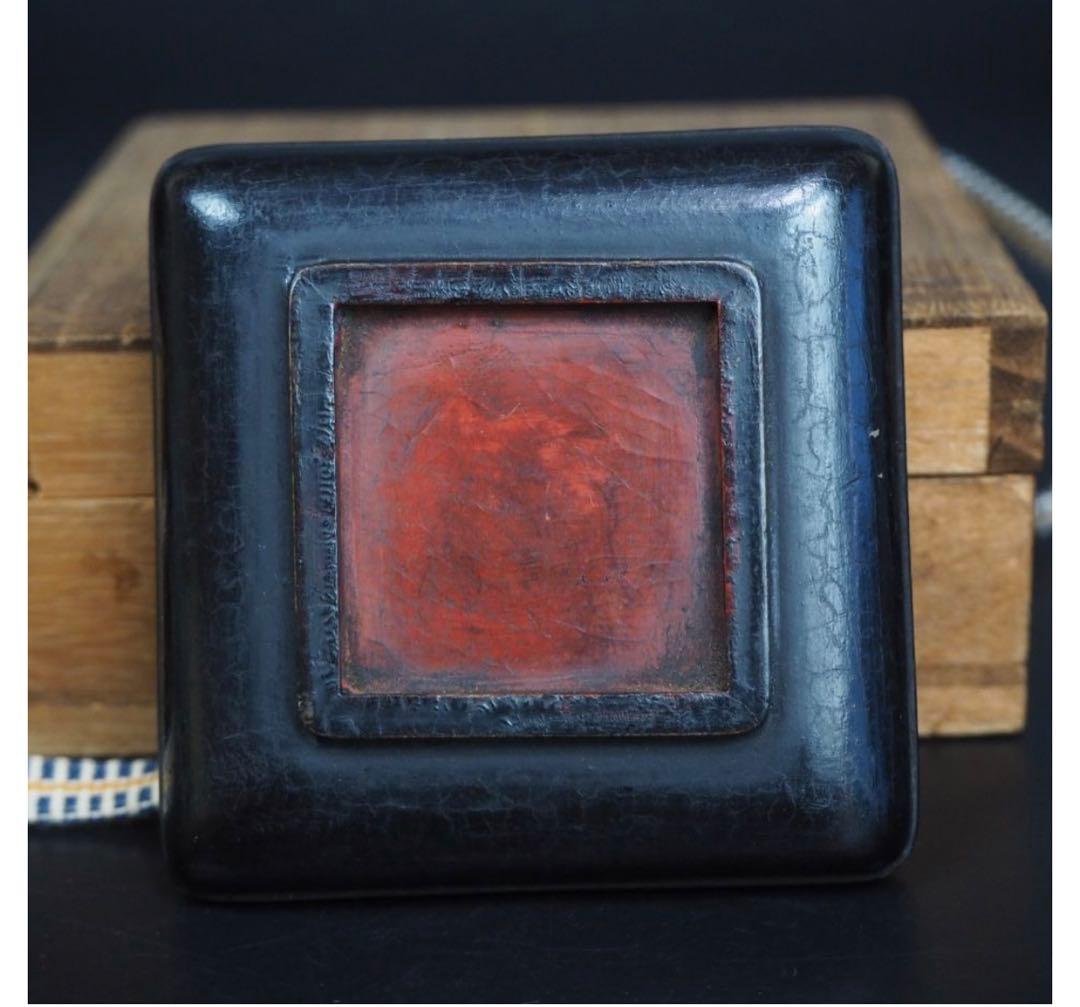 送料無料　時代物　螺鈿雲龍文香合　木箱付　茶道具華道具