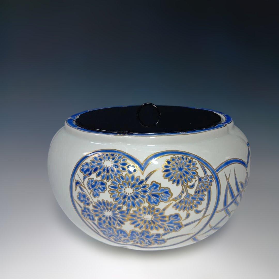 茶道具　金彩捻梅　水指　祥堂造　 共箱