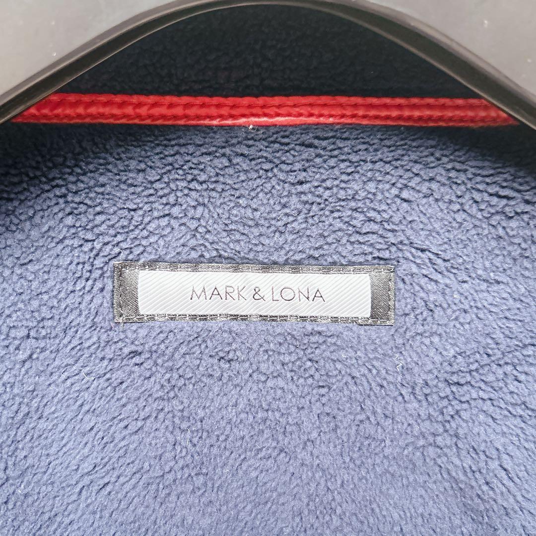 美品 マークアンドロナ ゴルフウェア 中綿ブルゾン 48 赤×紺 撥水 防寒