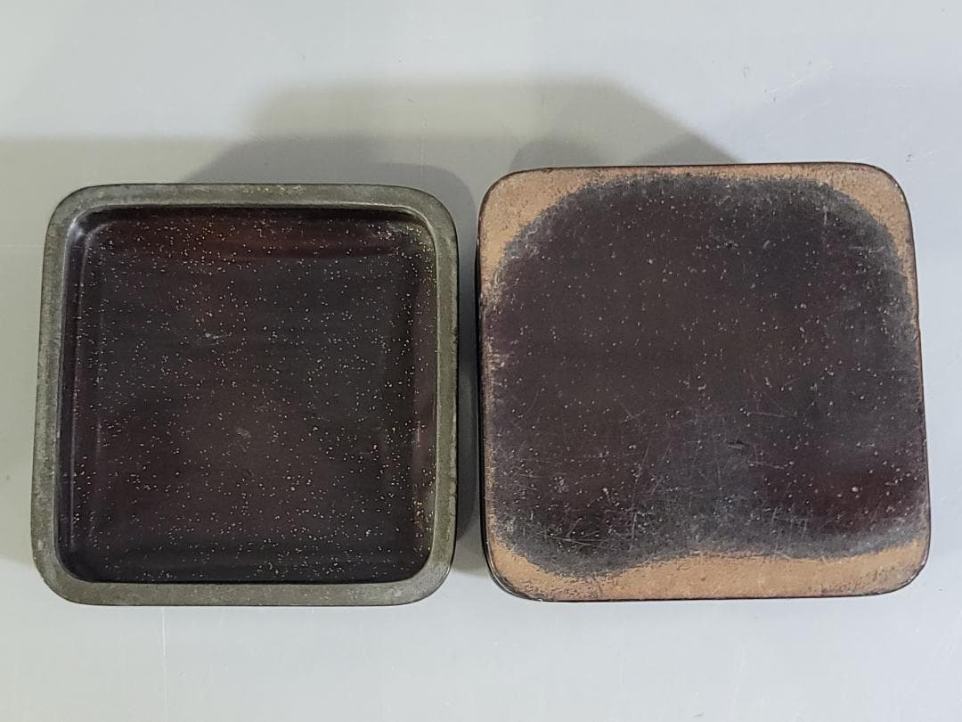 DT340 古美術 時代蒔絵 錫口 香合 蓋物