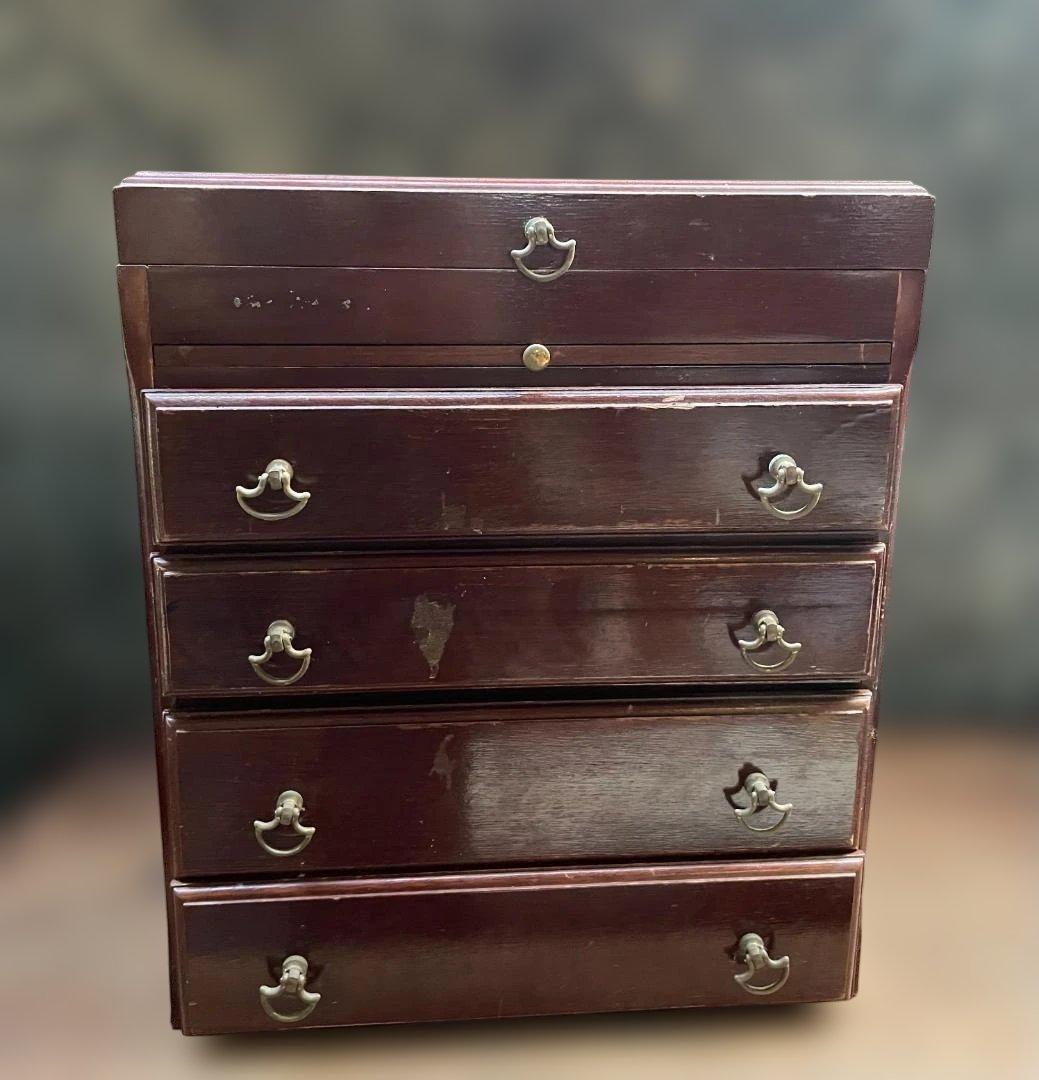 アンティーク 木製 チェスト マホガニー 小引き出し チェスト 5段 引き出し