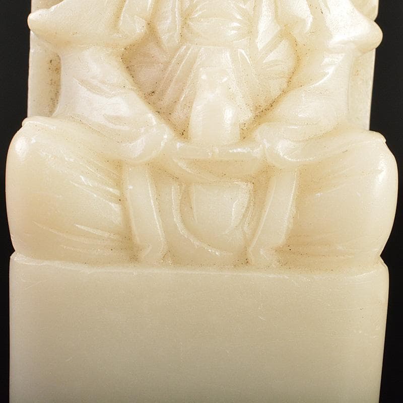 NM　中国玉石白玉彫刻　観音菩薩像仏像　印材重さ約425g　M　R6796