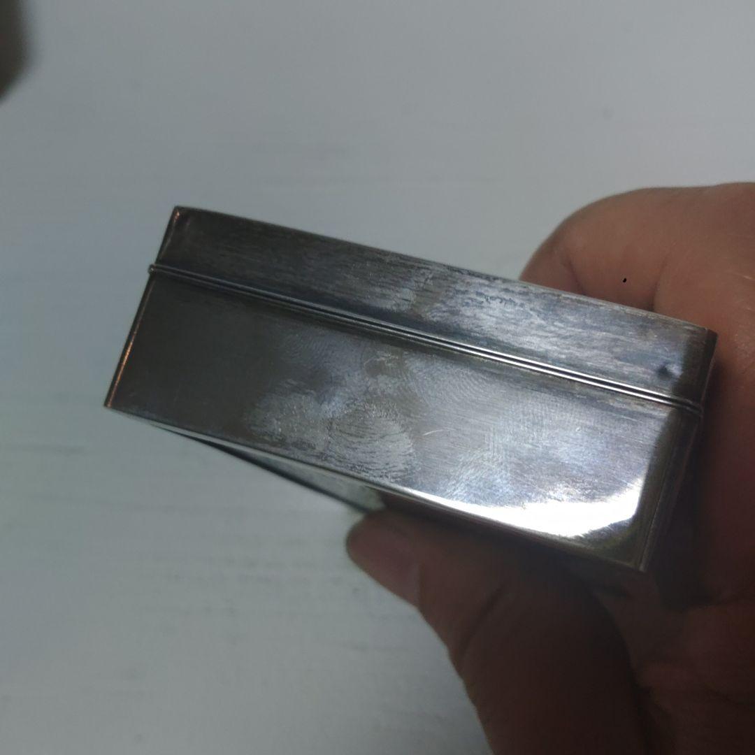 小箱　煙草入　義正刀　生駒製　銀製　小物入れ　金工　片切り彫り　ニワトリ　ア12
