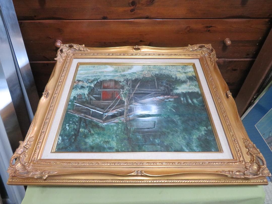 ◆芦田浩　「森の立小屋」　油彩　F8号　　二科展入選　サロン・ボザール◆