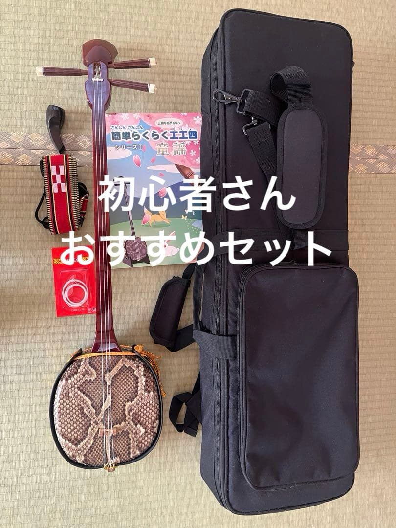 三線本体 ケース ストラップ 爪 予備弦 教本付き