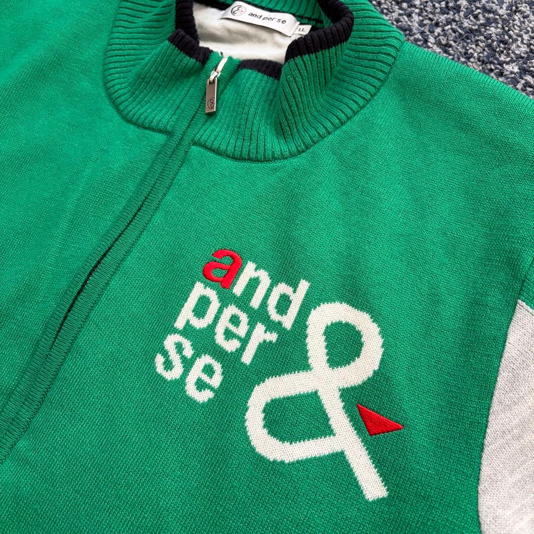 アンパスィ　裏地　防風　ニットジャケット　ブルゾン　アウター　ゴルフウェア　ＬＬ