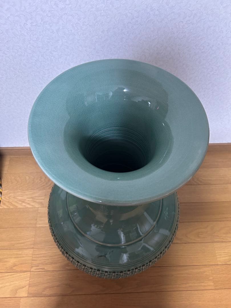 青山作 高麗青磁 大型 壺 花器