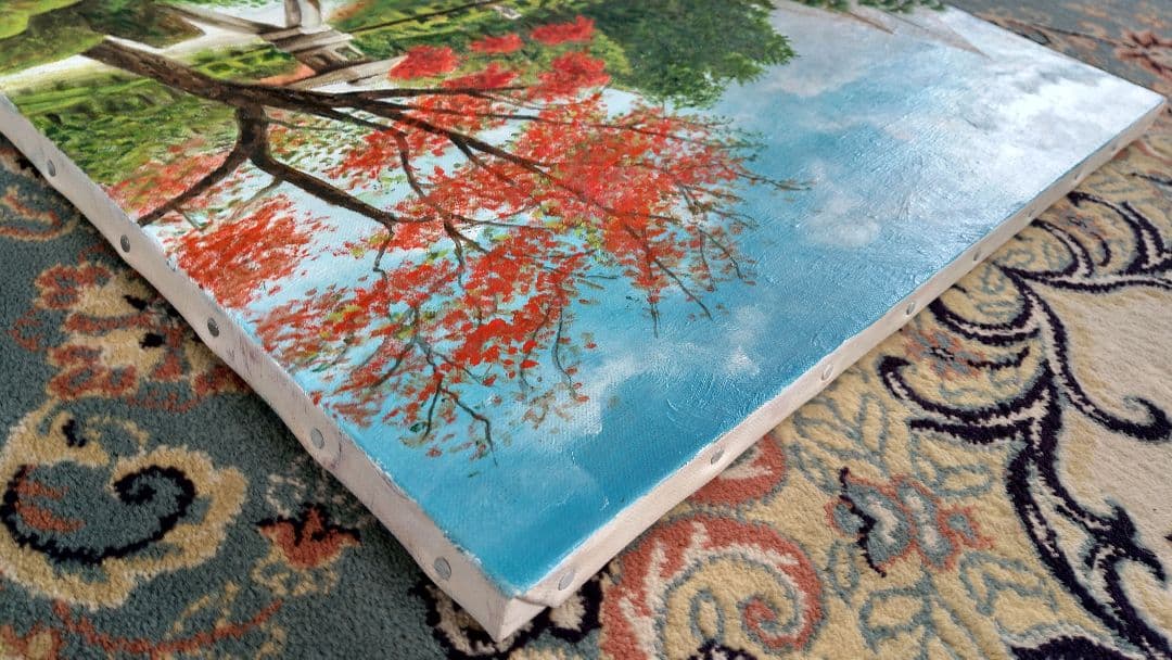 「秋の兼六園」F10 油絵 絵画 風景画 油彩画 額縁 原画