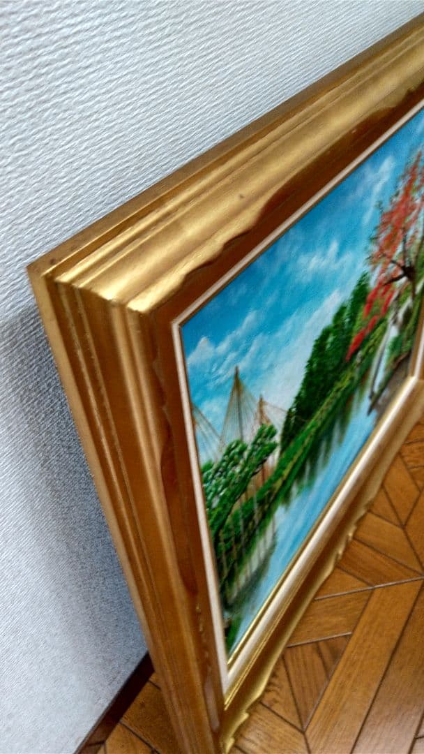 「秋の兼六園」F10 油絵 絵画 風景画 油彩画 額縁 原画