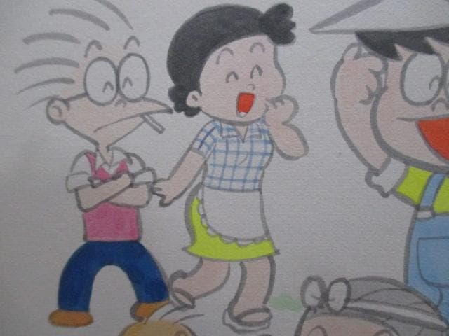 レア品　美品　板井れんたろう　直筆　サイン　色紙　額装　当時物