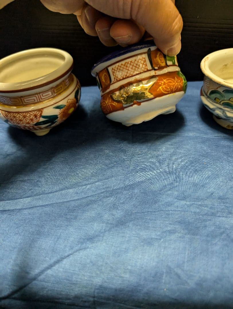 アンティーク戦前赤絵香炉線香立て伊万里