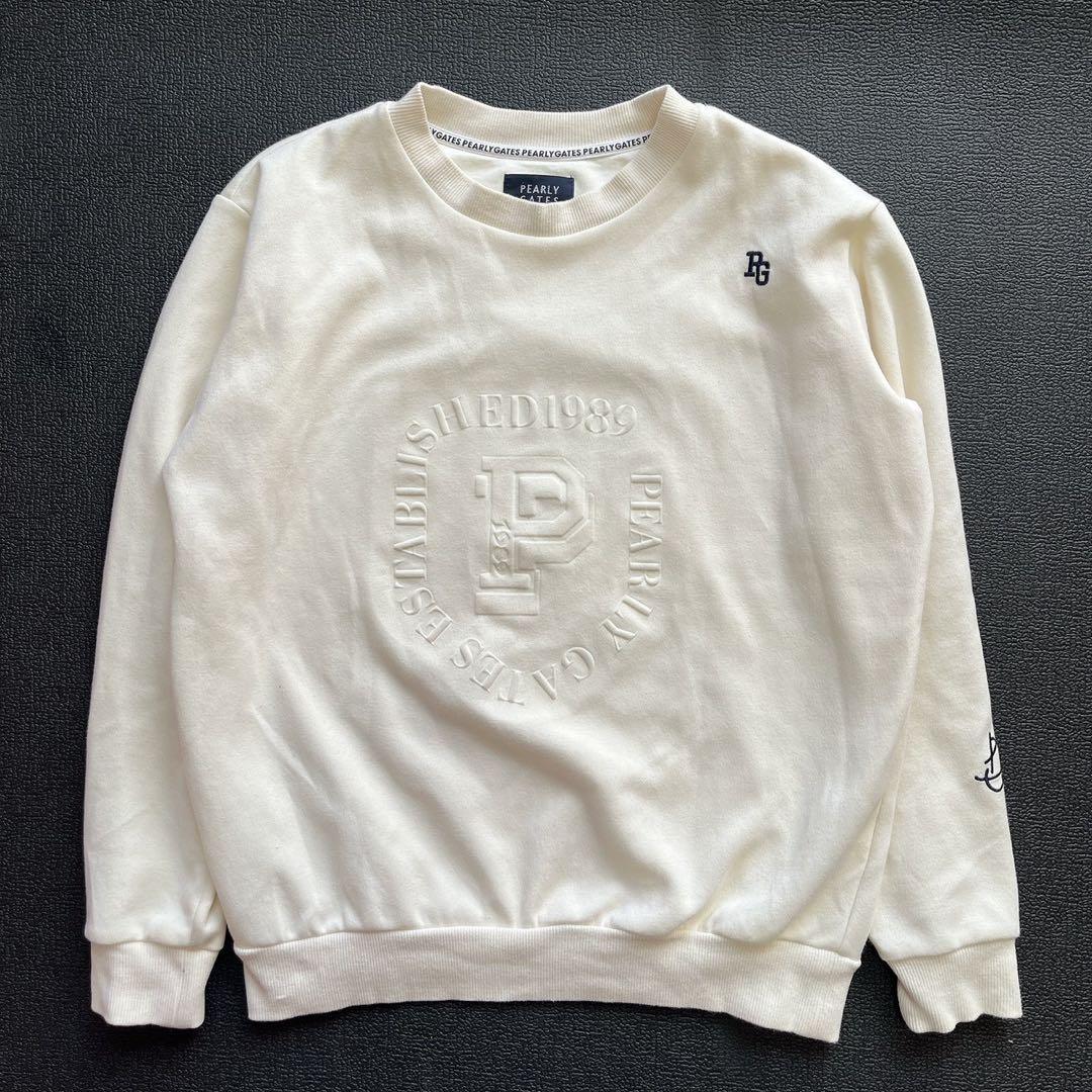 パーリーゲイツ　2024　近年　スウェット　ロゴ　 ダンボールニット　ホワイト