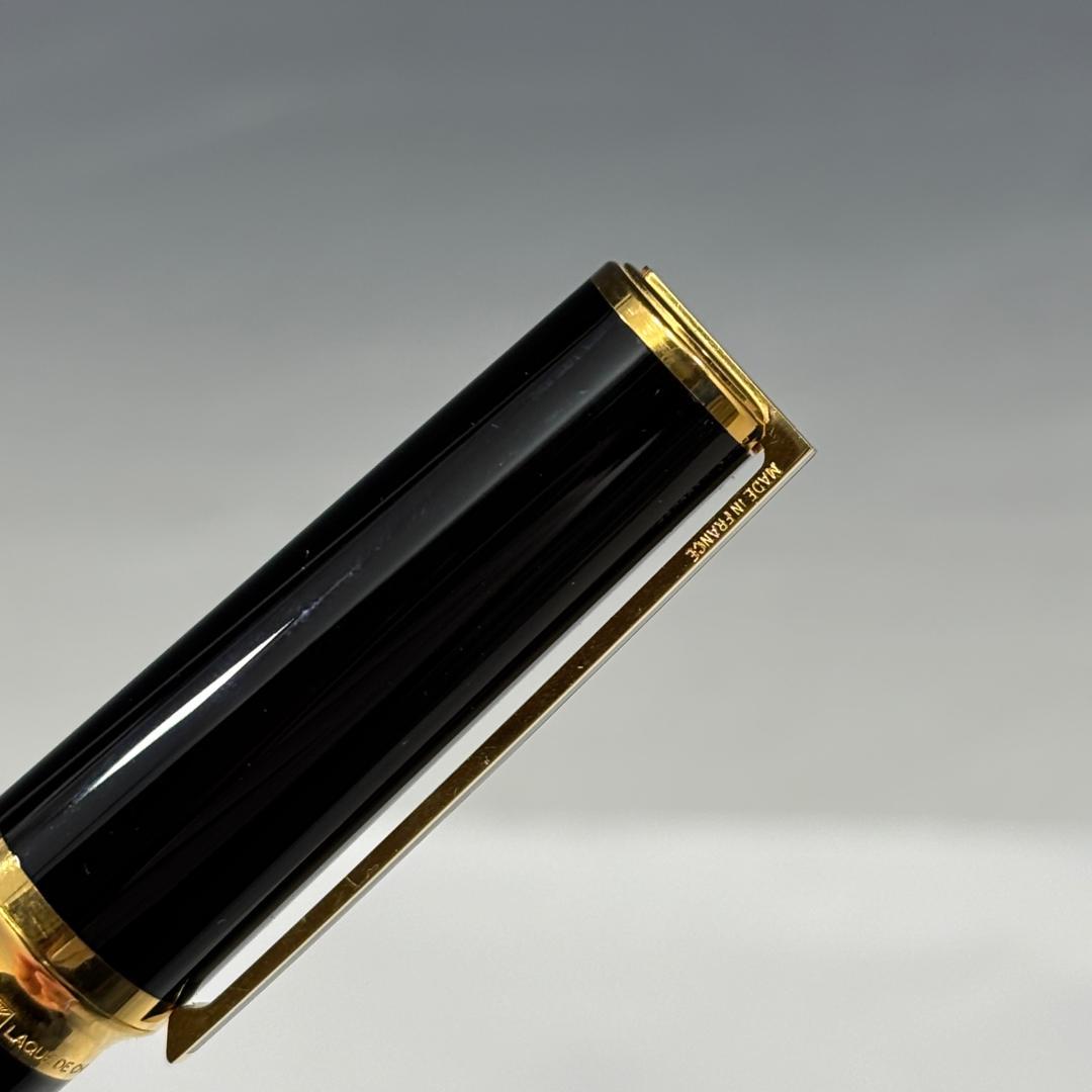 美品【デュポン本物】万年筆/ペン先K18/ブラック×ゴールド