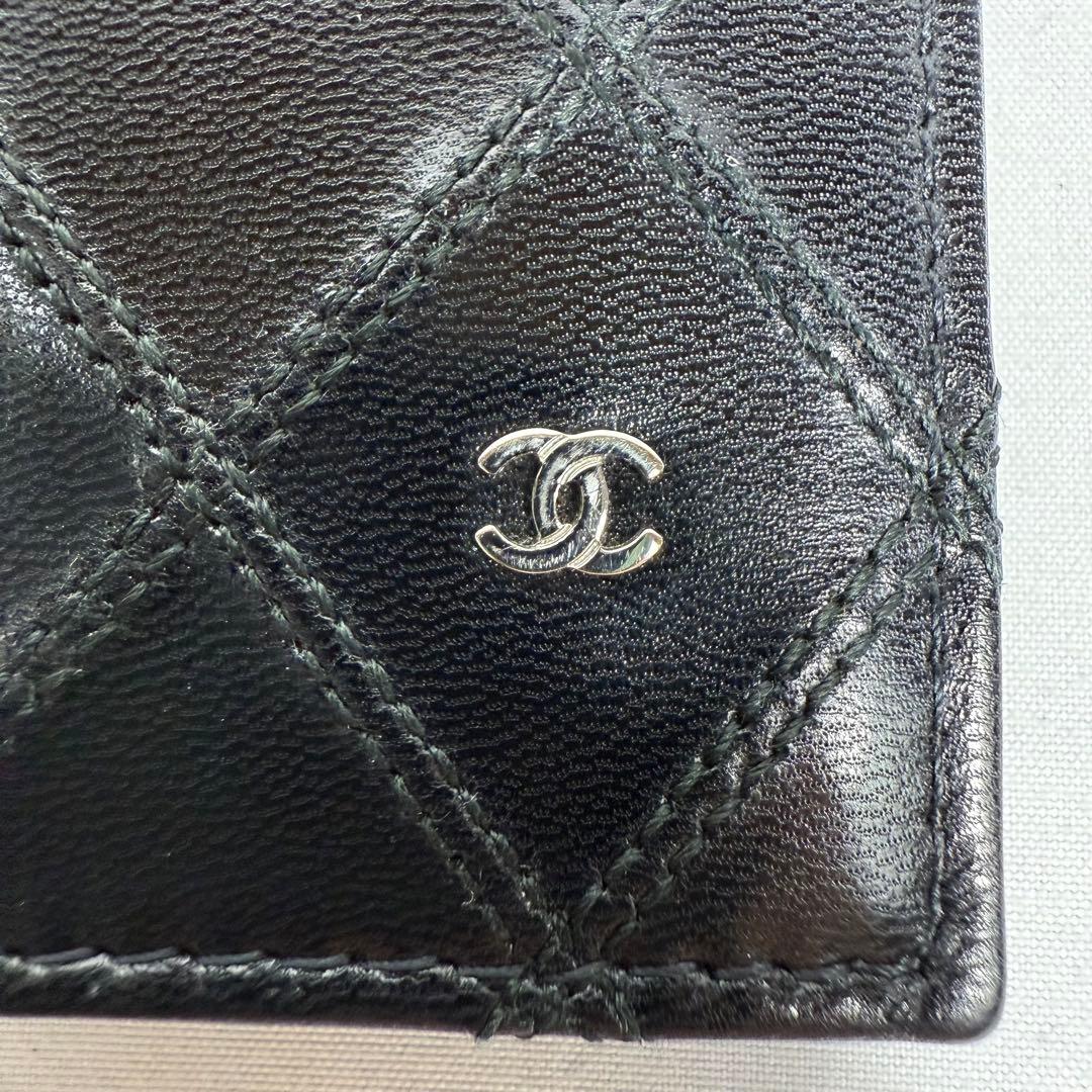 【良品】CHANEL マトラッセ レザー パスポートケース ブラック