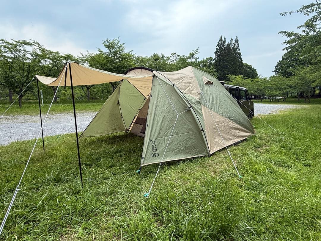 【前方ポール付】DODザワンタッチテントL タンカーキ4〜5名初心者簡単 廃盤品