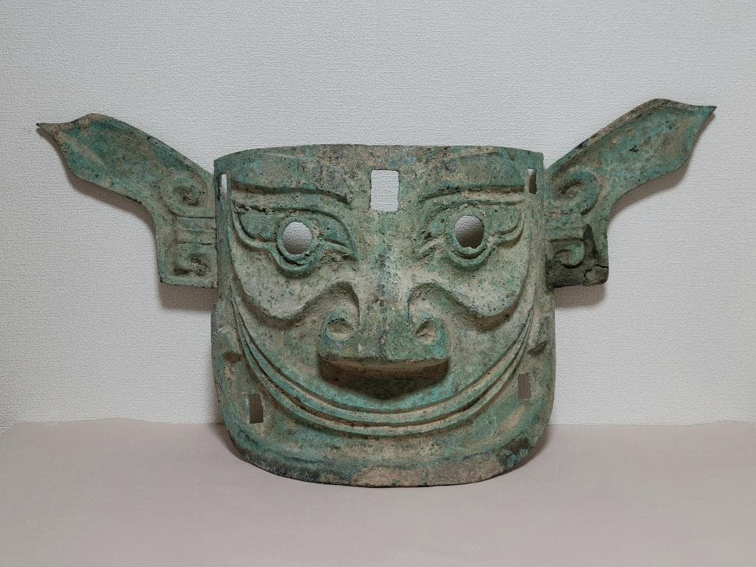 青銅製大型 仮面 神具 夏 商 周時代 横幅約88cm